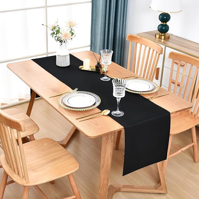 Farmhouse Black Table Runner Dining Table Runners 48 Inches Long Coffee Table - Image 2