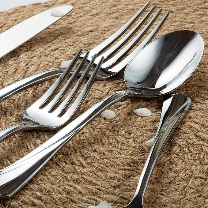 Alata Alice 30-Piece Silverware Set Stainless Steel Flatware Set,Service for 6,Mirror Polished Cutlery Set,Dishwasher Safe