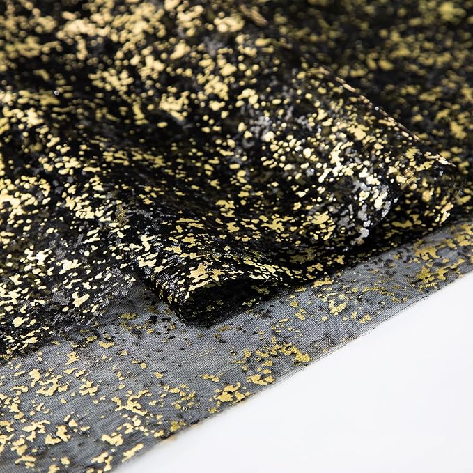 SiinvdaBZX 4 Pcs Black Gold Sheer Tulle Table Runner 120 Inch/10 Ft Long | - Image 5