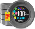 Silver Plastic Plates For Party 7" Silver Disposable Plates Heavy Duty 100 Pcs Plastic Dinnerware Sets Heavy Duty 350 GSM Disposable Dinnerware Set