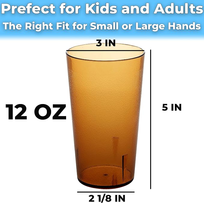 Restaurant Grade, BPA-Free 12oz Amber Plastic Cups 24pk. Super Durable - Image 6