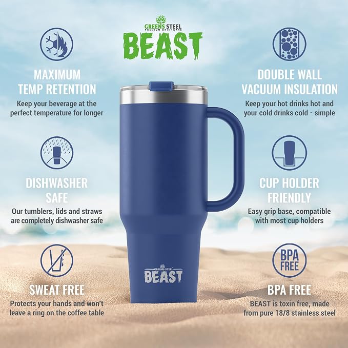 Beast 42 oz Tumbler with Handle Stainless Steel Vacuum Insulated Coffee Ice Cup - Image 6