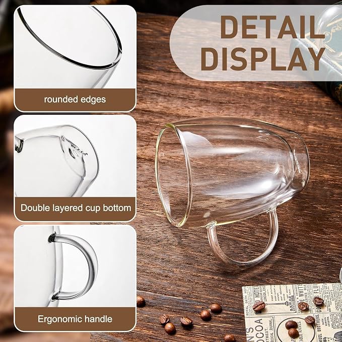 12 Oz Double Walled Glass Coffee Mugs - Image 5