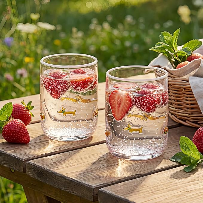 SiliFine 2 Pcs Dachshund Icon Juice Glasses - 14oz Cute Dog Stemless Wine - Image 6