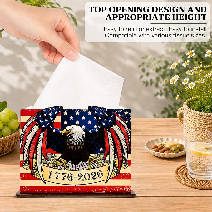 Eagle Independence Day Decor Wood Napkin Holder - Image 4