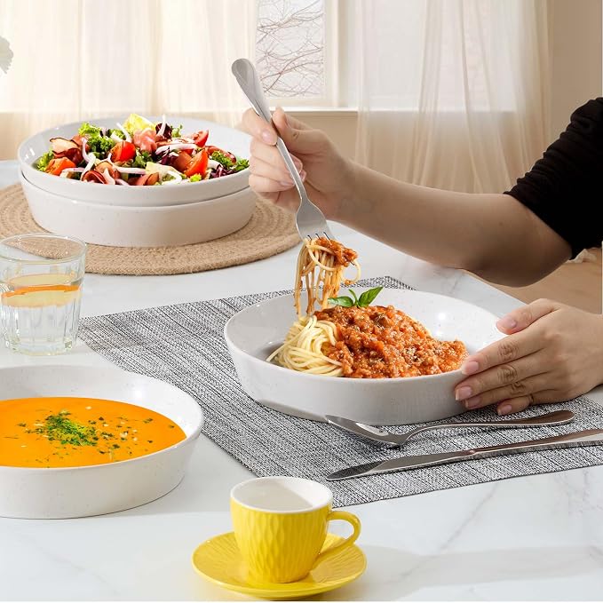 LIANYU 34oz Pasta Bowls, Ceramic Dinner Plate Bowls Set of 4 | 8.7’’ Wide - Image 4