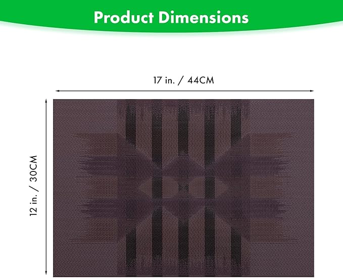 Winknowl Placemats Set of 8, Heat Resistant Stain Resistant Woven Vinyl Insulation Place mats, Durable Washable Elegant Table Mats for Kitchen Dining Table Decor (Geometric Purple)