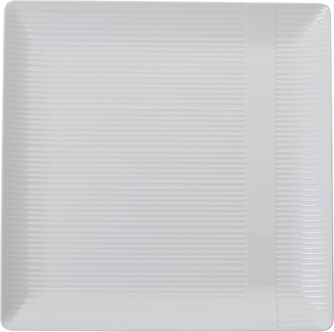 Crown Premium Heavy Duty Plastic Plates - Linear Squared (40 Pack) - Wedding China Like (6.5 Inch., White)