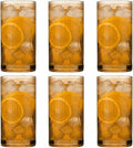Physkoa Brown Ribbed Drinking Glasses Set of 6 – Vintage Embossed Highball by Physkoa