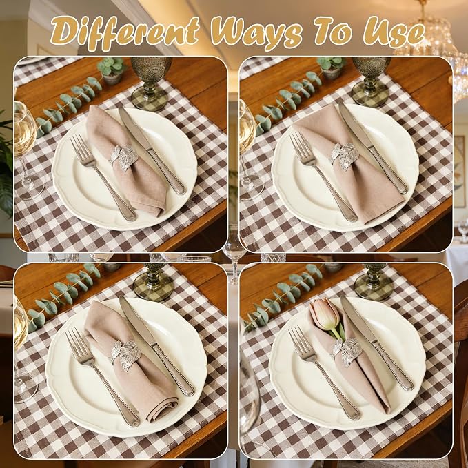 Napkin Rings Set of 6 Silver Napkin Holder Buckles | Leaf Shaped Napkin Ring - Image 3