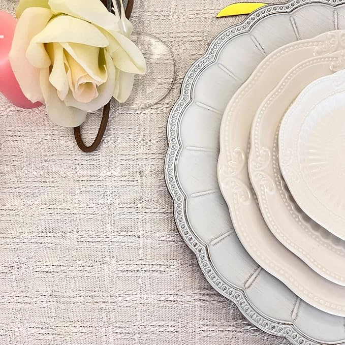 White Antique Charger Plates, 13 Inch Metallic Chargers - Image 4