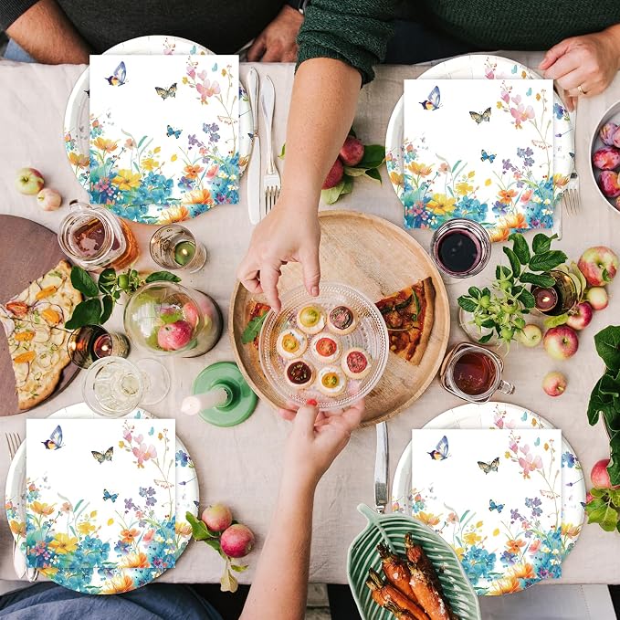 50pcs Wildflower Paper Plates and Napkins Party Decorations, 7inch Watercolor - Image 5