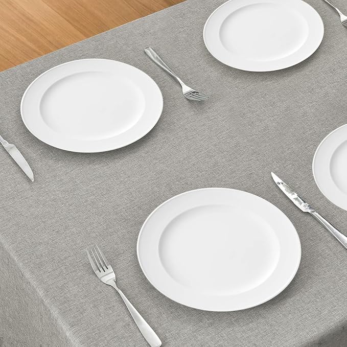 Rectangular Tablecloth Linen Texture Waterproof and Stain-Resistant Table Cloth, Kitchen Dining Table Decoration, 60 x 104 inch Fabric Natural Color