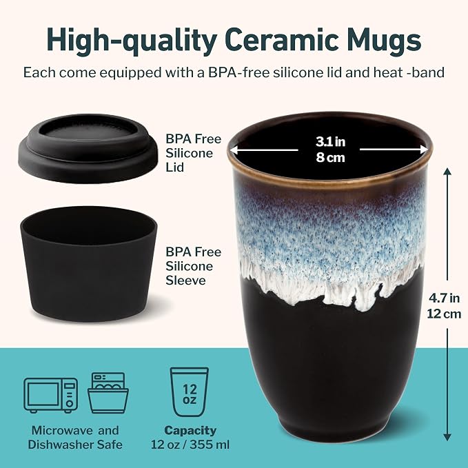NOVA CERAMICS 12oz Travel Coffee Mug - Image 3