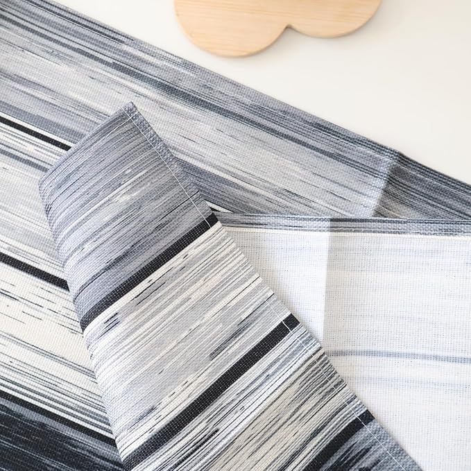 OYIMUA Grey Striped Vintage Table Runner, Rustic Farmhouse Style Kitchen Dining - Image 5