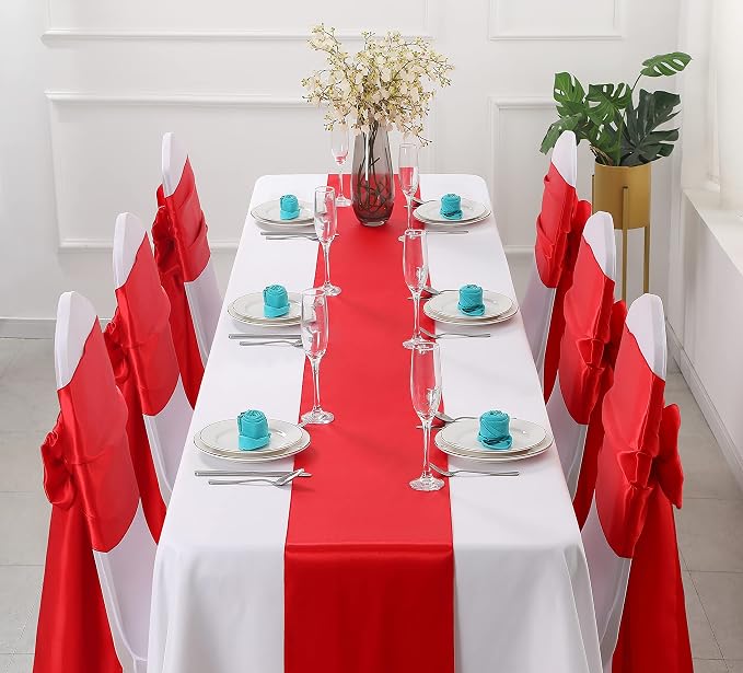 Horbaunal 12 Pack Red Satin Table Runner 12 x 108 Inch | Smooth Table Runners - Image 2
