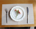 Placemats Set of 4,Heat Resistant Non-Slip Table Mats,Place mats for Dining Table,Washable Durable PVC Vinyl Woven Placemat（Beige）