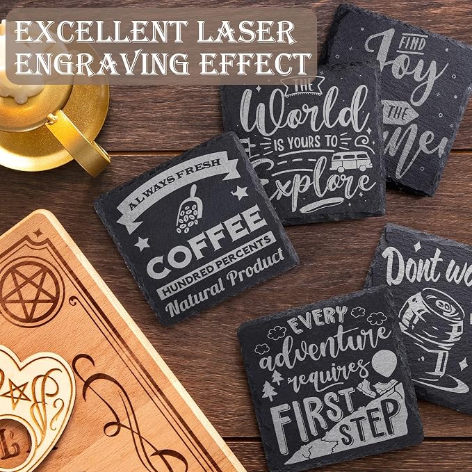 24 Pieces Slate Drink Coasters, GOH DODD 4 Inch Black Coasters Stone Coaster Set - Image 4