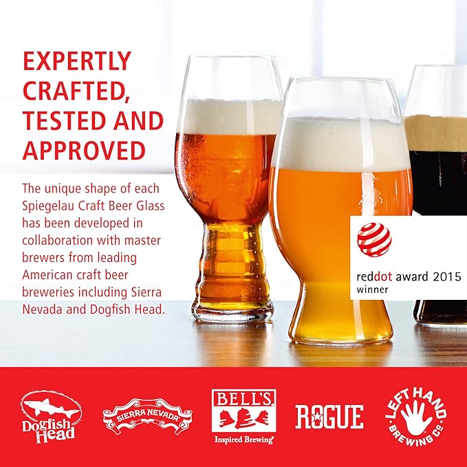 Spiegelau IPA Beer Glasses, European Made Drinking Glass for Craft Beers, Cocktails, Sodas, Iced Beverages, Smoothies, Milkshakes, Kitchen Glassware, Home Bar Accessories19.1 oz, Set of 6