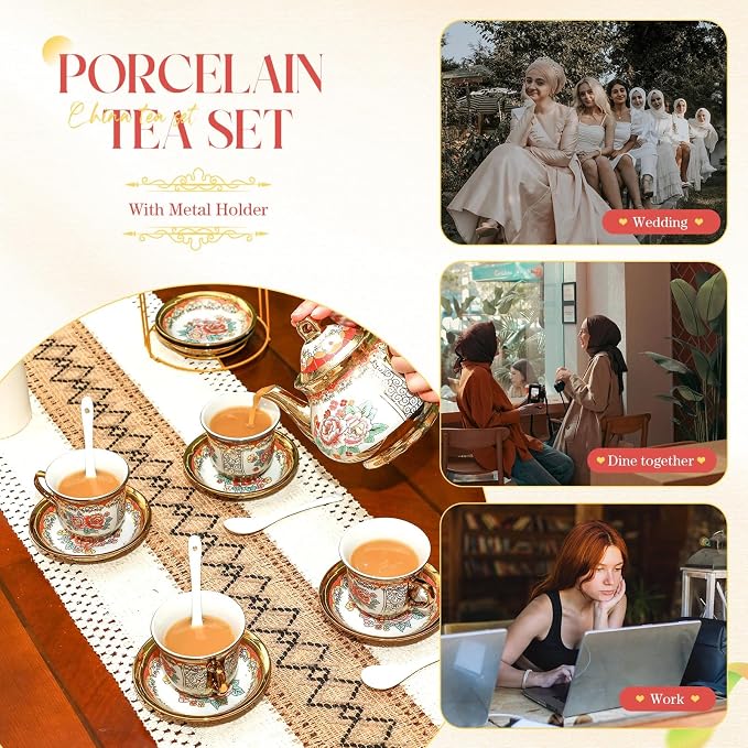 20 Pcs Porcelain Tea Set for Adults - Image 4