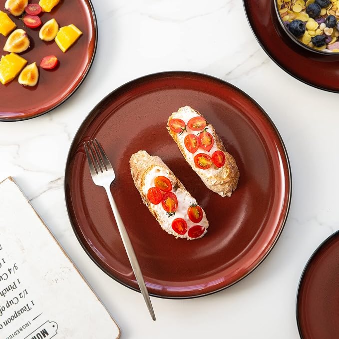 LERATIO Ceramic Plate Set of 6, 8.5 Inch Reactive Glaze Salad Plates | Modern - Image 5