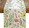 Spring Table Runner 13 x 72 Inch, Floral Wildflowers Decorative Rustic by GEEORY