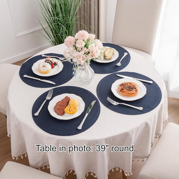 SHACOS Round Placemats Set of 4 Washable 15 inch Round Table Mats Cotton - Image 4