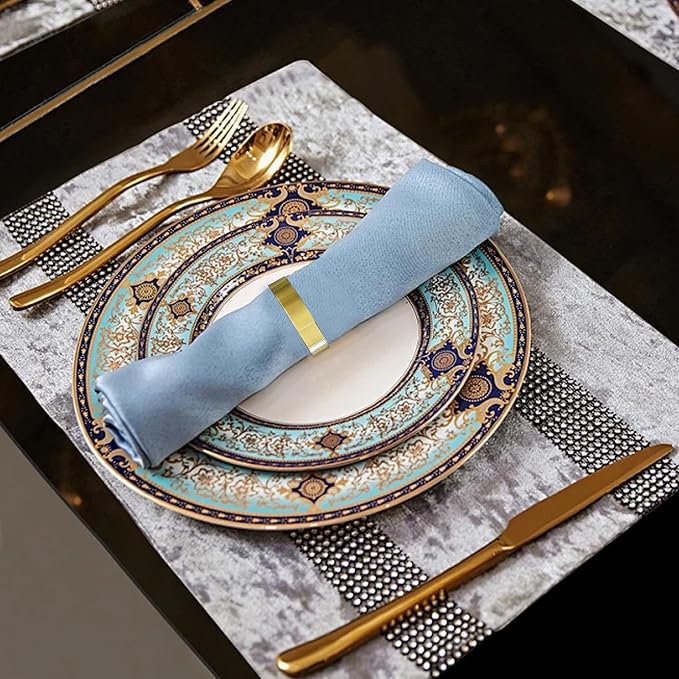 6PCS Gold Semicircle Napkin Rings, Metal Napkin Ring Holders Buckles, Modern - Image 3