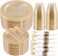WELLIFE 210Pcs Gold Glitter Dinnerware Set, Include: 30Dinner Plates, 30Dessert by WELLIFE