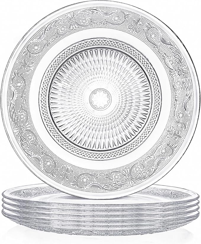 Elsjoy 6 Pack 10 Inch Large Glass Dinner Plate by Elsjoy