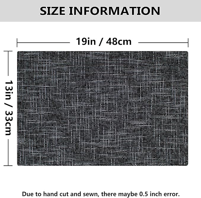 Kevin Textile Halloween Burlap Linen Placemats Set of 6 Heat Resistant Dining Table Place Mats Washable Kitchen Table Mats for Dinning Party Holiday Indoor Outdoor, 13 x19 inches, Black