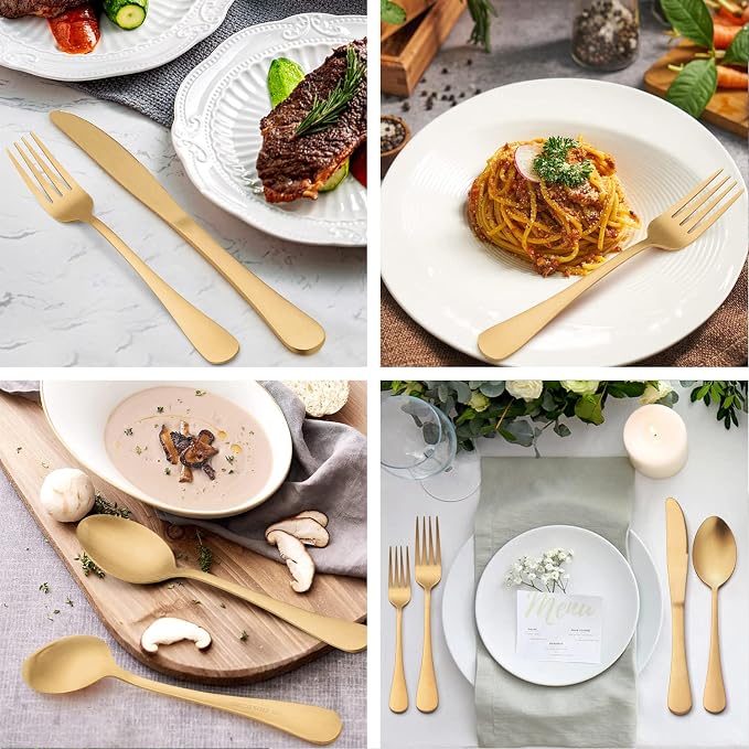 LIANYU 30 Piece Gold Silverware Set, Stainless Steel Gold Cutlery Set - Image 5