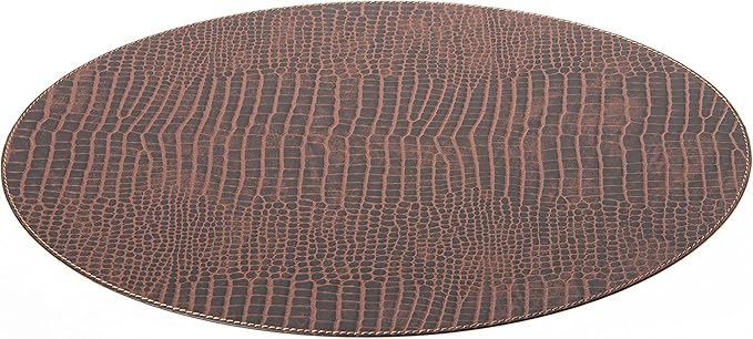 Nikalaz Oval Placemats Set (Pack of 4) Recycled Leather Table Mats 18 x 13 inches (45.7 x 33 centimetres), Kitchen Dining Table Decor by Nikalaz (Crocodile)