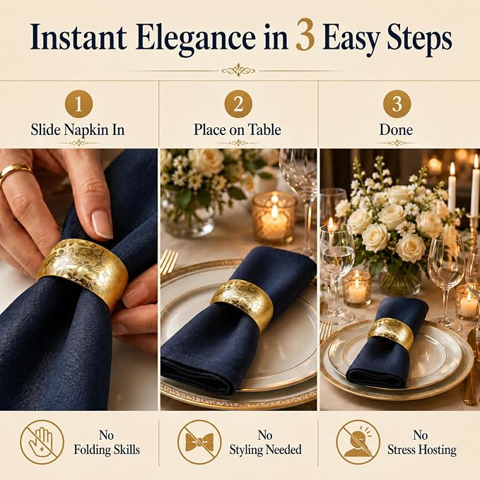 Gold Napkin Rings Set of 12 – Minimal Modern Design – Elegant Napkin Ring - Image 5