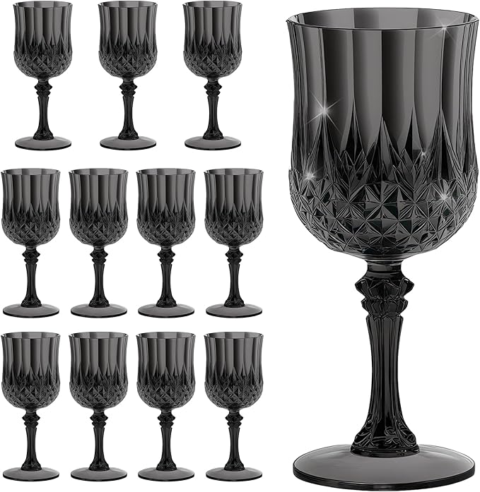 7OZ Plastic Wine Glasses, Reusable Vintage Goblets Unbreakable Drinking Glasses by Unknown