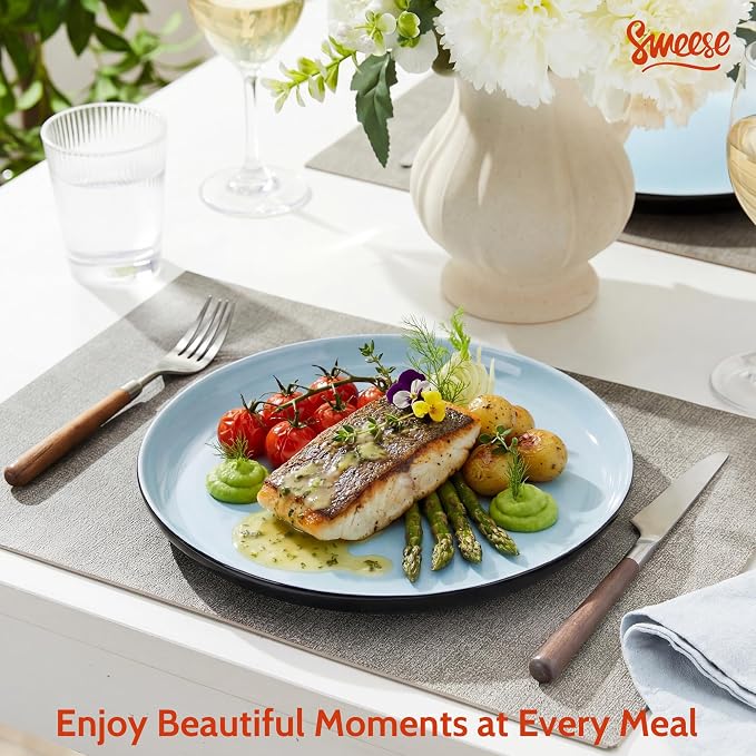 Sweese Porcelain Dinner Plates Set of 6, 10 Inch Lightweight Round Dish Set - Image 8