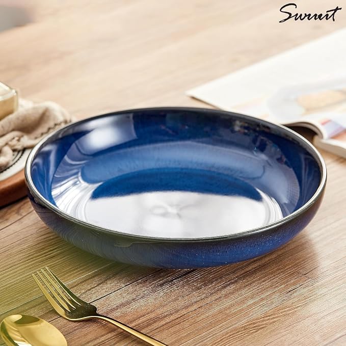 Transmutation Glaze Serving Pasta Bowl, 10 inch Ceramic Wide Salad Bowls - Image 3