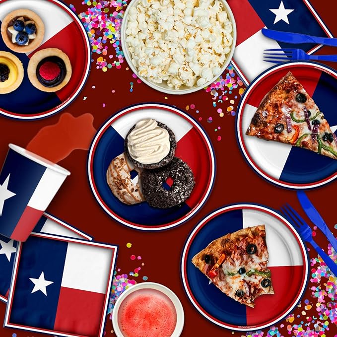 Texas State Flag Birthday Party Supplies Set Plates Napkins Cups Tableware Kit for 16