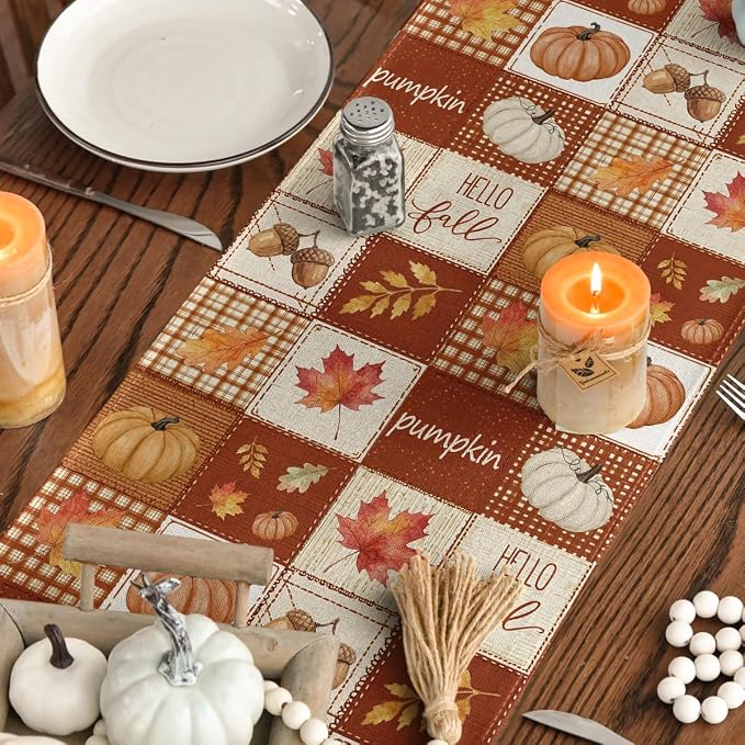 Artoid Mode 210 GSM Fall Table Runner 13x60 Inch Home Party Decor | Plaid - Image 7