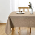 JIUZHEN Faux Linen Farmhouse Tablecloth Rectangular, Wrinkle Stain Resistant Table Cloth Rectangle Table Cover for Kitchen Dining, Holiday Party Dinner, Khaki, 60 x 140 Inch