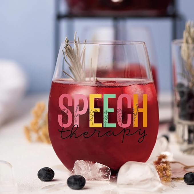 AGMDESIGN Funny Speech Therapy Wine Glass Speech Therapy Gifts, SLP Gift Cups - Image 4
