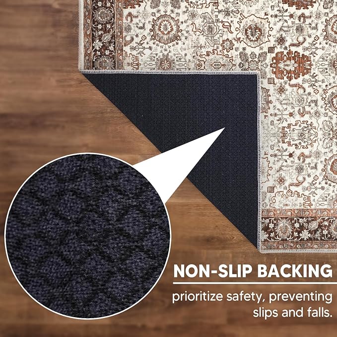Keen Home Design 3x5 Rug - Machine Washable Entry Rug with Non-Slip Backing, Ideal for Enteryway, Kitchen, Bathroom, Laundry Room - Vintage, Easy Clean, Durable, Low Pile - (3' x 5')