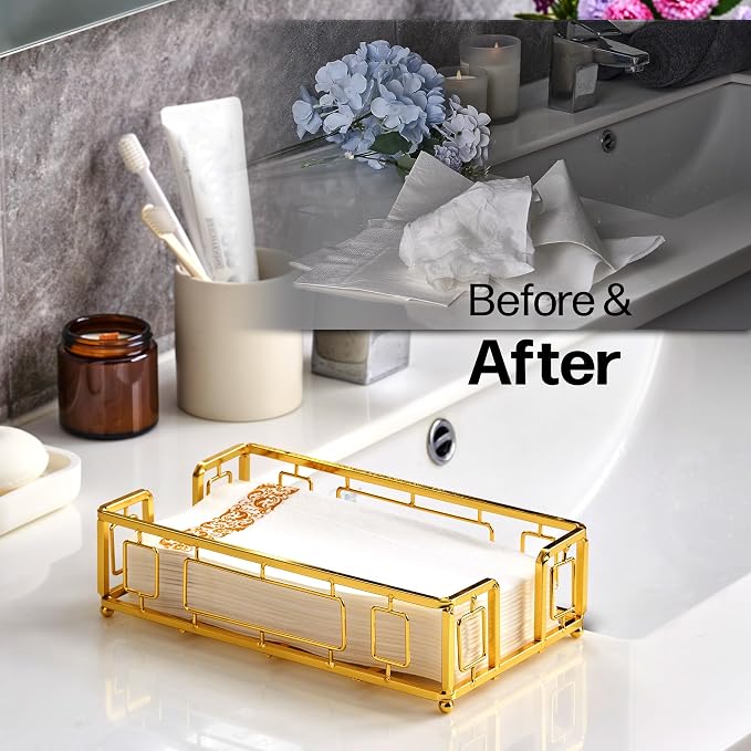Guest Hand Towel Holder Tray for Bathroom Countertop, Powder Room & Vanity Use - Image 4