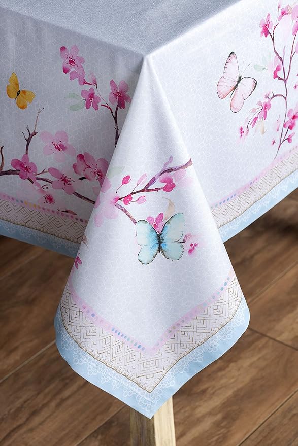 Maison d' Hermine Table Cloth Rectangle Table 100% Cotton 60 x 120 Inches Tablecloth Reusable Decorative for Dining Room Farmhouse Home Valentines Day Decorations Spring Summer - Blossoms in Spring