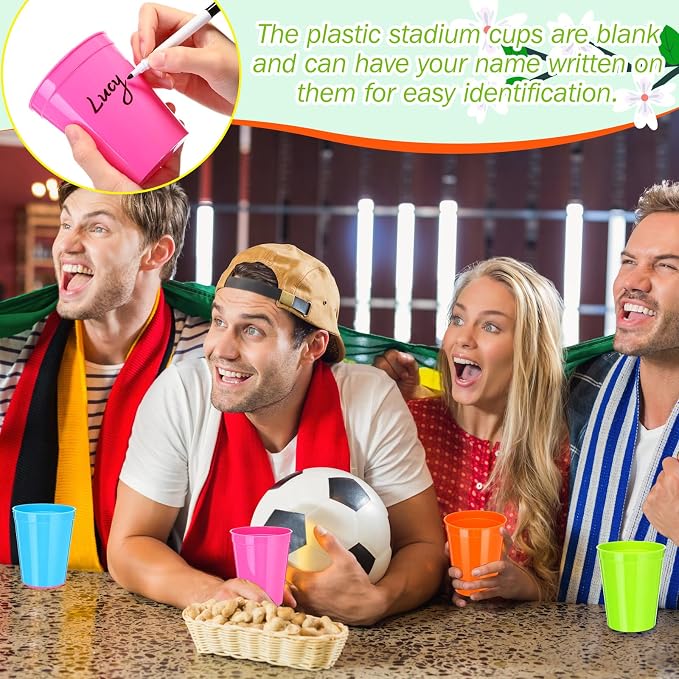 Yungyan 200 Pack 16 oz Stadium Cups Reusable Plastic Cups Blank Drink Stadium - Image 3