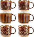 GBhome 12 OZ Stackable Coffee Mugs Set of 6, Ceramic Coffee Cups Set | 3 by GBhome