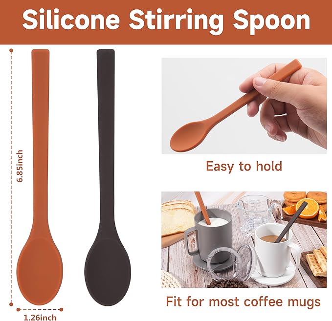 4PCs Silicone Stirring Spoons for Coffee Tea | 6.85-Inch Coffee&Espresso - Image 3