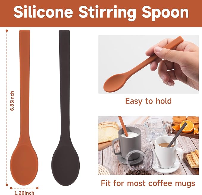2PCs Silicone Stirring Spoons for Coffee Tea | 6.85-Inch Coffee&Espresso Spoons - Image 3
