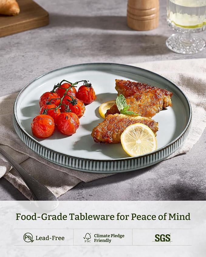 famiware Star Salad Plates for 6, 8 inches Plate Set, Stoneware Dinnerware - Image 5