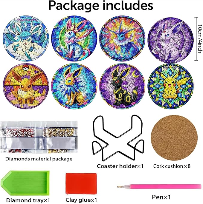 nekpiahu 8Pcs Diamond Painting Coasters - Image 2